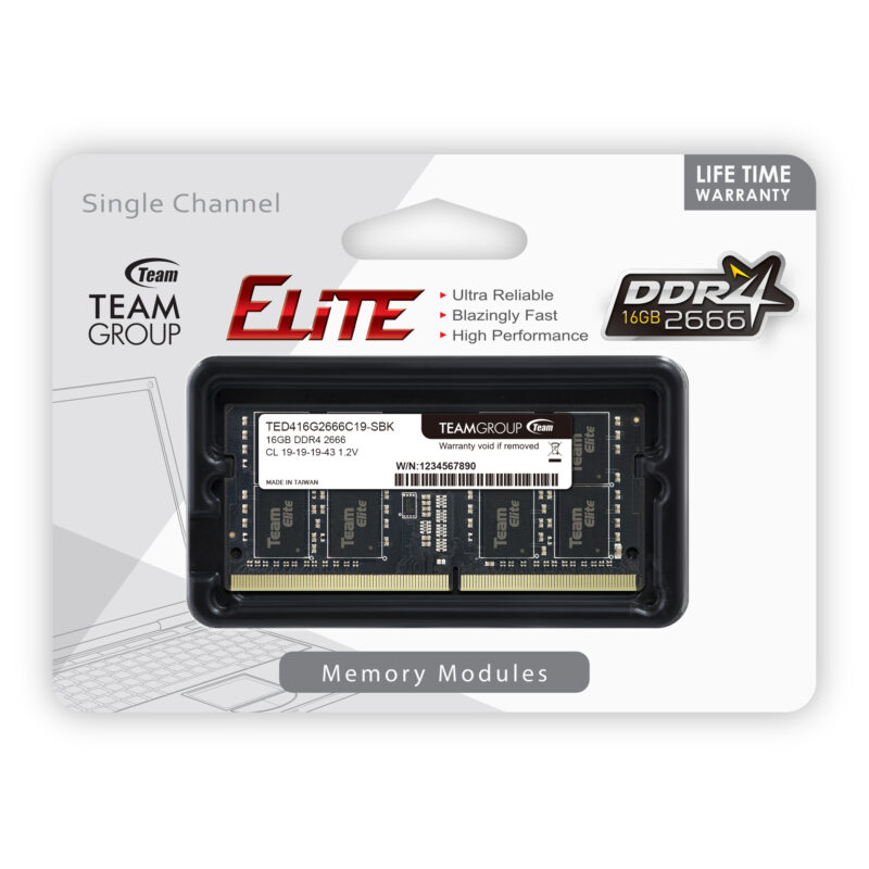 Buy 16G DDR4 2666 TEAM ELITE SODIM TEAM GROUP NOTEBOOK 16GB DDR4 2666MHZ at low price from digiteq.com