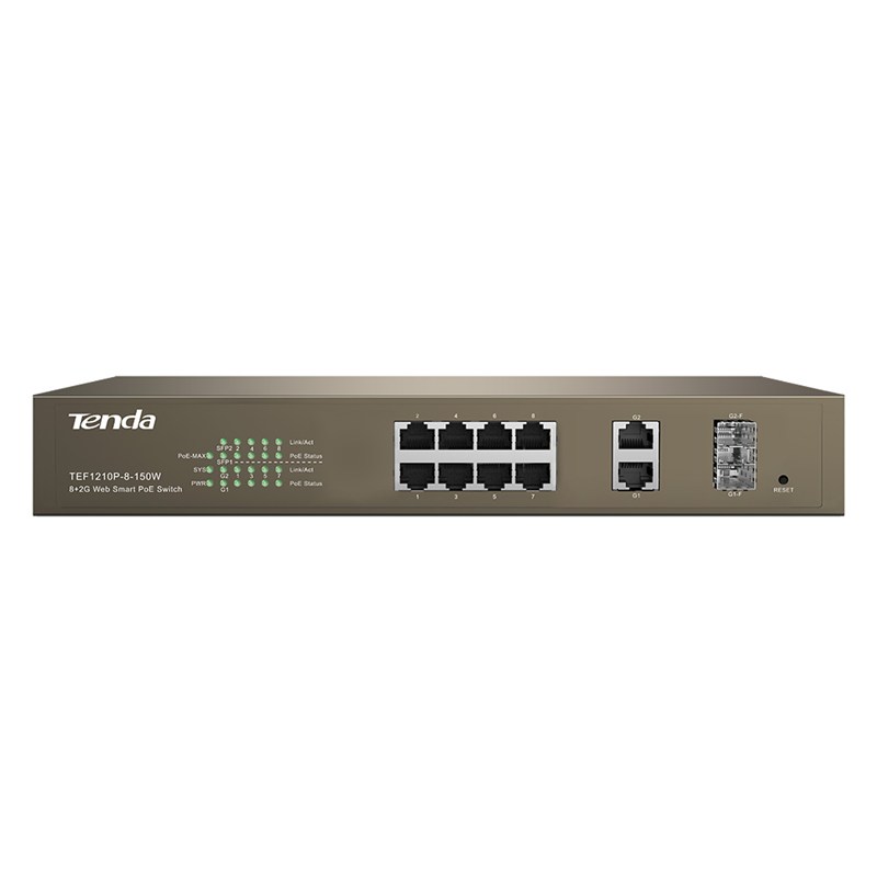 Buy SWITCH TENDA TEF1210P 8P POE TENDA SWITCH COMBINED UNMANAGED 5.6GBPS 10 PORTS POE 6KV LIGHTNING PROTECTION at low price from digiteq.com