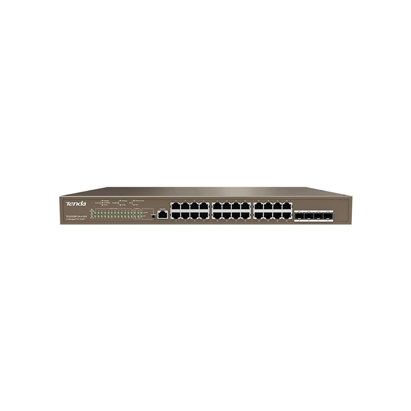 Buy SWITCH TENDA TEG5328P-24-410W TENDA SWITCH GIGABIT MANAGED 56GBPS 24 PORTS 6KV LIGHTNING PROTECTION L3 at low price from digiteq.com